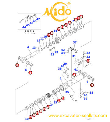 707-99-56300 Zestaw uszczelnień cylindra hydraulicznego koparki z dolnym wysypem Model PC650LC-3 PC650LC-5 Komatsu