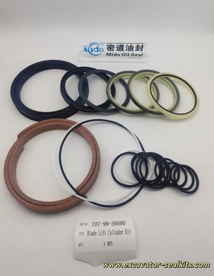 Kompletny zestaw uszczelek naprawczych serii Pro do zestawu uszczelek siłownika hydraulicznego podnoszenia ostrza 707-99-56690 — zawiera wszystkie uszczelki i uszczelki